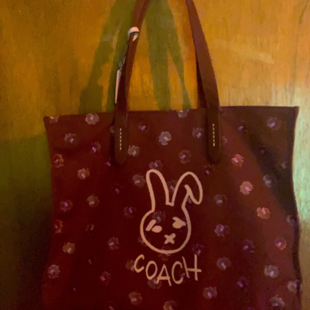 Coach bunny tote made from canvas 16x13x5 inches